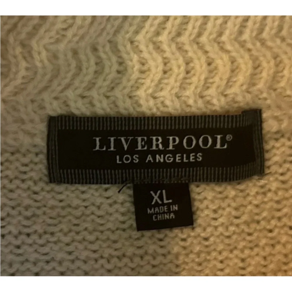 LIVERPOOL Los Angeles Mens Sweater Size‎ XL Ivory Mock Button Neck NWOT